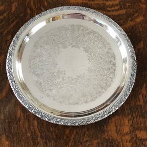 Vintage round silver plated platter